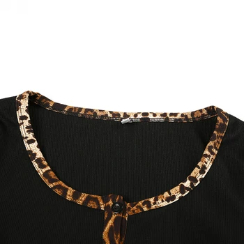 Leopard Raibs Crop Topi, Sieviešu T Krekls Y2k Topi Gadījuma garām Piedurknēm Apgriezts T-krekls Femme Srteetwear Tee Kreklu Mujer Camisetas