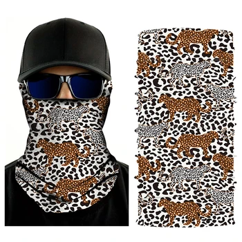 Leopards Drukāt Plašu Kokvilnas Stiept Sieviešu Galvassegu Kakla Gaiter Headwrap Turban Cepures Pārsējs Matu Lentes Galvas Apsējs Punisher Mīļotāji