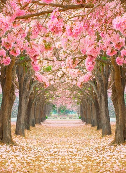 LEVOO Foto Fona Rozā Pavasara Ziedēšanas Koki Ceļa Fons, Photocall Foto Studija Photophone Šaut Aksesuāri