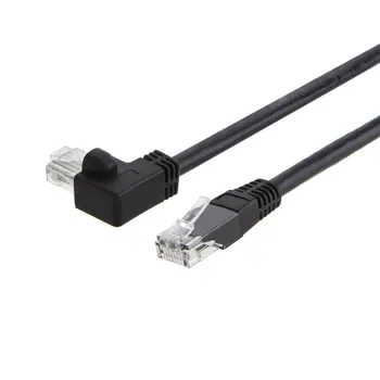 Leņķa CAT6 Ethernet Patch Cable Lejupejoša Leņķa LAN Kabeli ar 50 Zelta Pārklājumu, Sazinieties 1M/1.8 M/3M Melna Krāsa