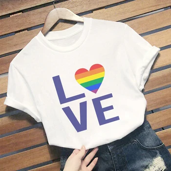 LGBT T Krekls Sievietēm Jaunu Geju Praida Tshirt Sieviešu Mīlestību Lesbiešu Varavīksnes Balts Krekls mīlestība Ir Mīlestība Topi Vasaras Harajuku T-Krekls