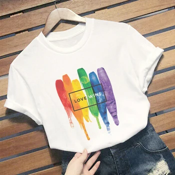 LGBT T Krekls Sievietēm Jaunu Geju Praida Tshirt Sieviešu Mīlestību Lesbiešu Varavīksnes Balts Krekls mīlestība Ir Mīlestība Topi Vasaras Harajuku T-Krekls