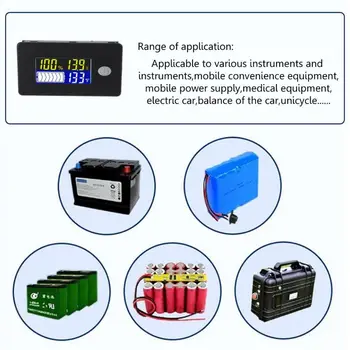 Li-ion Lifepo4 Svina skābes Akumulatora uzlādes Indikators 12V 24V 36V 48V 60V 72 Displejs LCD Voltmetrs Temperatūras Mērītājs Testeri JS-C35