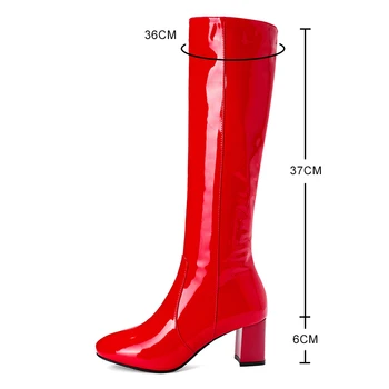 Liela izmēra 34-45 rudens ziemas jaunas sievietes ceļgalu augstu zābaki sieviete modes zip augstpapēžu kurpes, Lakādas Bota chaussures femme