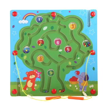 Liela Izmēra Dzīvnieku Cube Labirints, Puzzle Rotaļlietas, Koka Burvju Dziesmu Spēles Magnēts Bērniem, Montessori Izglītības Līdzsvaru Magnētisko Labirints