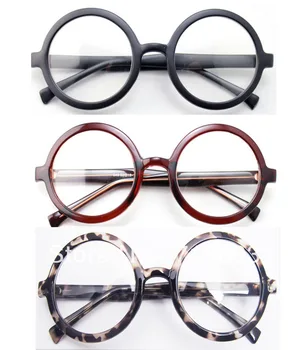 Liela Izmēra Lielgabarīta Retro Vintage Apaļo Briļļu Rāmis Melns Brūns Leopard Optiskās Brilles Brilles