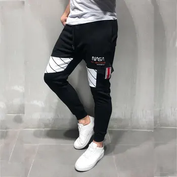 Liela izmēra vīriešu kokvilnas casual slim bikses, jogger panting modes izšūšanas kājas melnas treniņbikses korejas vīriešu apģērbu M-3XL