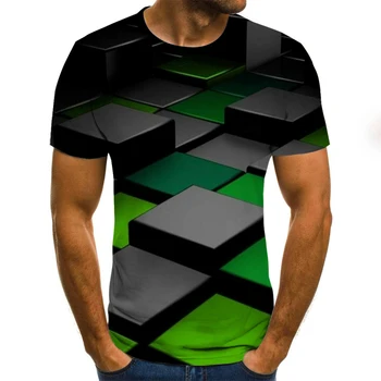 Liela Izmēra Vīriešu T-Krekls 2019 Vasaras Ģeometriskā Apli 3D Iespiesti Top Tees Modes O--Apkakli, Īsām Piedurknēm Gadījuma Zaudēt Vīriešu Krekli