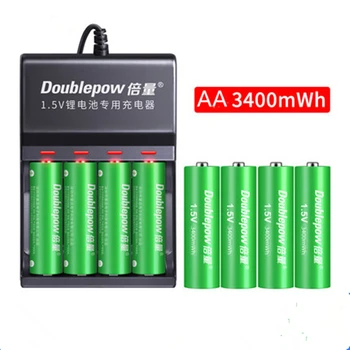 Liela jauda, 1,5 v 3400mWh AA uzlādējams akumulators USB lādējamu litija bateriju Ātru uzlādi, izmantojot AA AAA smart lādētāju