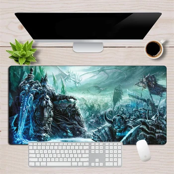 Liela XL World of Warcraft Spēļu Pele Spilventiņu 60x30cm Gumijas Otaku Slēdzenes Malas Lich King Mouse Pad Klaviatūras Datoru Galda Paklājiņš