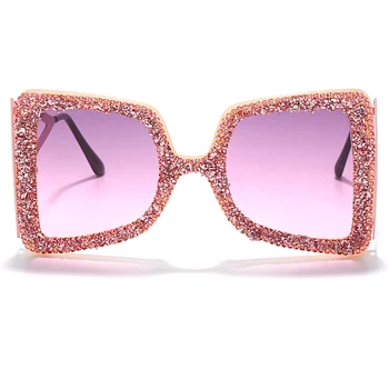 Lielgabarīta Rhinestone Saulesbrilles Sieviešu 2020. Gadam Steampunk Dimanta Saulesbrilles Laukumā Punk Brilles Slīpumu, Roku Darbs Saulesbrilles Vīriešiem