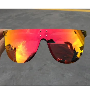 Lielgabarīta Sarkans Spoguļa Laukuma Saulesbrilles Sieviešu 2020. Gadam Luksusa Modes Dizainers, Gudrs, Seksīgs Melns Toņos Lielas Saules Brilles Vīriešiem UV400