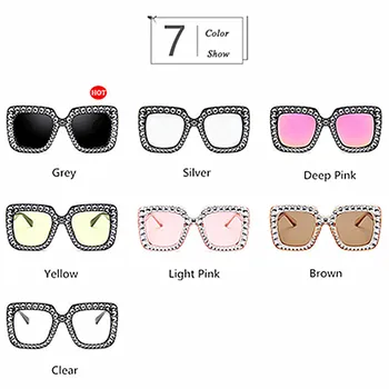 Lielgabarīta Saulesbrilles Sieviešu Dimantu Laukumā Toņos Āra Saules Brilles UV400 Dāma Vintage Retro Liels Rāmis Luksusa Gafas Feminino