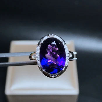 Lielo Kristāla Ametista gredzenus, jauns modes, 925 silver crystal, jauku krāsu.
