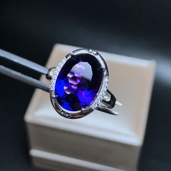 Lielo Kristāla Ametista gredzenus, jauns modes, 925 silver crystal, jauku krāsu.