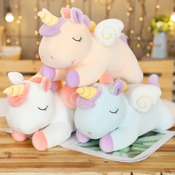 Liels plīša unicorn rotaļlietas, mīkstās krāsains zirgu pildījumu dzīvnieku spilvens huggable lelle Ziemassvētku un dzimšanas dienas dāvana meitenēm bērniem