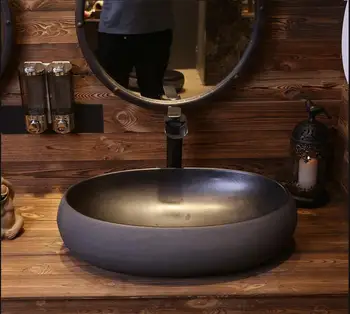 LIELU Retro stila ovālas formas porcelāna izlietnes vannas izlietnes