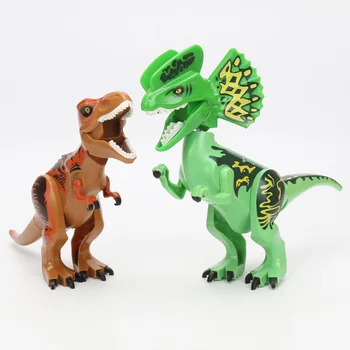 Lielā 24-28cm 6pcs/daudz Jurassic Dinosaur Park Tyrannosaurus Celtniecības Bloki Carnotaurus Dinozauru velociraptor Ķieģeļi attēls rotaļlietas
