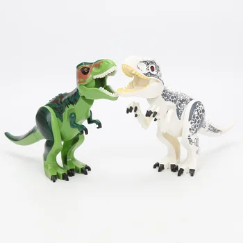 Lielā 24-28cm 6pcs/daudz Jurassic Dinosaur Park Tyrannosaurus Celtniecības Bloki Carnotaurus Dinozauru velociraptor Ķieģeļi attēls rotaļlietas