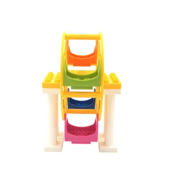 Lielā Daļiņu Diy Celtniecības Bloki Atrakciju Parka Šūpoles Panorāmas Rata Izslīdēšanas Brinquedos Saderīgs ar Duploed Rotaļlietas Bērniem