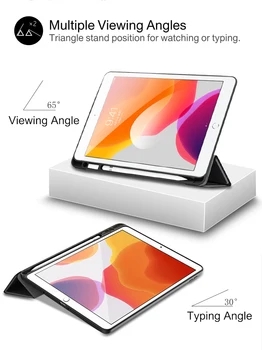 Lietā par iPad 10.2 Gadījumā 2019 iPad 7. Paaudzes Mīksto TPU Tablete Segtu ar Zīmuļa Turētāju Smart būtiska capa+screen protector