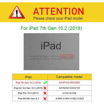Lietā Par iPad 7 8 10.2 Gadījumā (2019. Gads 2020. Gadam Atbrīvot) A2198 iPad 10.2 Gadījumā, ja ar Auto Sleep/Wake un Zīmuļu Turētājs Stāvēt Vāciņu