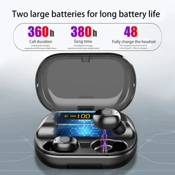 LIGE Bezvadu Austiņas HD Zvanu pirkstu Nospiedumu Touch Kontroli spēļu Austiņas LED Power Displejs IPX7 Ūdensizturīgs Bluetooth Austiņas