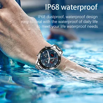 LIGE Jauna Tērauda Smart Skatīties Vīrieši smartwatch IP68 Ūdensnecaurlaidīga Sporta Fitnesa Skatīties uz Android ios sirdsdarbība, asins spiediena monitoru