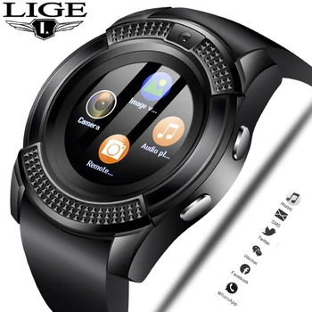 LIGE Jaunu modes Smart Skatīties Vīriešu Skatīties Atbalstu Kameru, Bluetooth SIM Kartes TF Kartes Smartwatch Android, ios Pāris Skatīties + Kaste
