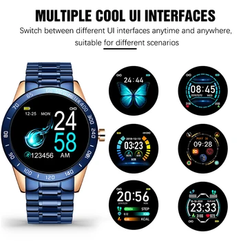 LIGE Smart Skatīties Vīriešu Ūdensnecaurlaidīgs Sporta fitnesa tracker Reloj inteligente Luksusa Nerūsējošā Tērauda Siksniņa smartwatch Android vai ios