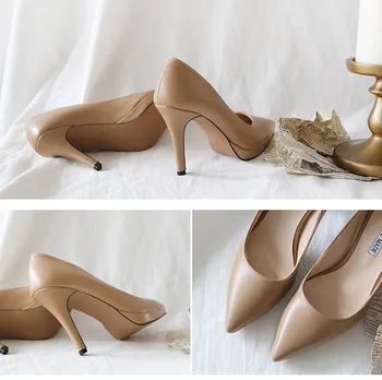 LIHUAMAO Seksīgu augsta papēža sievietēm stilletto papēžiem kurpes sūkņi platforma norādīja toe puse birojs karjeras kāzu dāmas kleitu kurpes