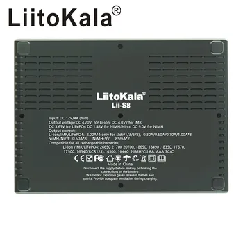 LiitoKala Lii-S8 8 Slots, LCD Akumulatoru Lādētāju Li-ion LiFePO4 Ni-MH, Ni-Cd 9V 21700 20700 26650 18650 RCR123 18700