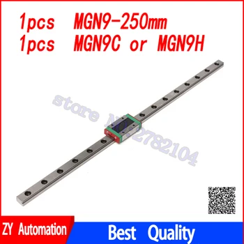 Lineārie Guide, 9mm MGN9 250mm lineārās sliedes veids, + MGN9C vai MGN9H Ilgi lineāro pārvadāšanas CNC X Y Z asīm