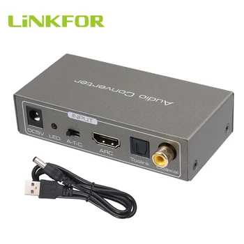 LiNKFOR HDMI ARC Audio Konvertors 192Khz Toslink Optiskā Koaksiālie HDMI ARC, lai Koaksiālie Toslink L/R 3.5 mm Jack APK Pārveidotāja Adapteris