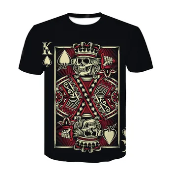 LINRAOQIAN Zīmola Pokera T Krekls Spēļu Kārtis Drēbes Spēļu Krekli Las Vegas T Topi Apģērbi Vīriešiem Smieklīgi 3d T-krekls