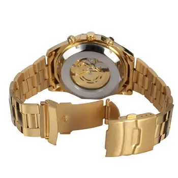 LinTimes Vīriešu rokas pulksteņi Zelta Krāsā Uzņēmējdarbības Vīriešu Modes Gadījuma Pilnībā Automātiska Mehāniskās Skatīties Vīriešu Pulksteņi reloj hombre