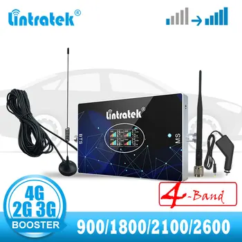 Lintratek Auto Izmantot Četrus Band 2G 3G 4G Mobilā tīkla Signāla Pastiprinātājs 850 800 1800 2100 2600 GSM Repeater Pastiprinātājs UMTS LTE Interneta B7