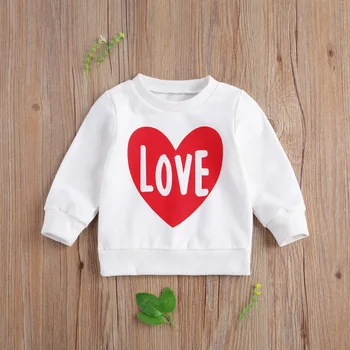 Lioraitiin 1-6Years Jaunu Bērnu Baby Boy Meitene Valentīna garām Piedurknēm Sirds Modelis Džemperi sporta Krekls Pavasara Rudens Drēbes