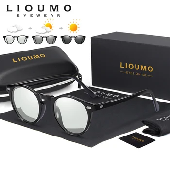 LIOUMO Kārta Mazo Kadru TR90 Photochromic Saulesbrilles Vīriešiem, Sievietēm Polarizētās Brilles Par Drošas Braukšanas Briļļu gafas de sol hombre