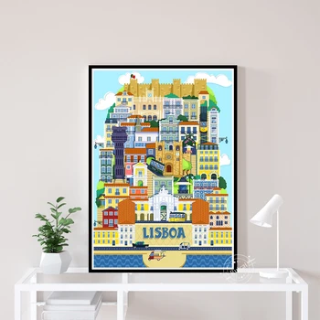 Lisabonas Vintage Ceļojuma Pilsētas Ainavu Plakāti Hd Drukāt Audekls Mākslas Krāsošana Sienas Attēlu Dzīvojamā Istaba