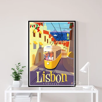 Lisabonas Vintage Ceļojuma Pilsētas Ainavu Plakāti Hd Drukāt Audekls Mākslas Krāsošana Sienas Attēlu Dzīvojamā Istaba