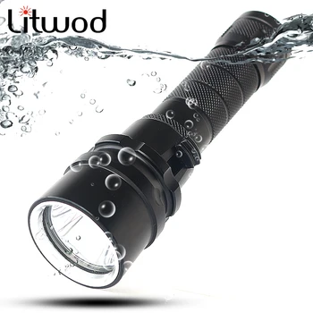 Litwod Z20D52 LED Niršanas Lukturīti Lāpu 8000Lm XM-L2 U3 Ūdensizturīgs Niršanas un Zemūdens 120 Metru Lampas Gaismas Lanterna 18650 akumulatoru