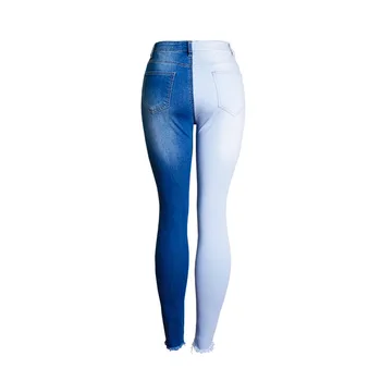 LOGAMI Izdilis Ripped Džinsi Sieviete Ir 2021. Kontrasta Krāsu Slim Jeans Sieviešu Džinsa Bikses Plus Lieluma 4XL