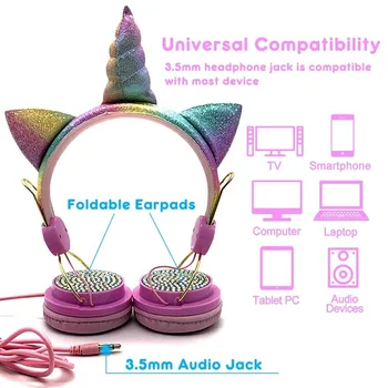 LOL pārsteigums lelles Gudrs Unicorn Vadu Austiņas Ar Mikrofonu Mūzikas Stereo Austiņas Datoru, Mobilo Telefonu Austiņas Bērniem Dāvanas