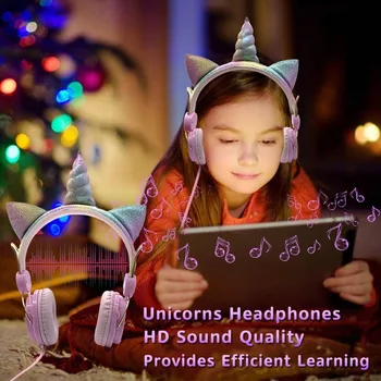 LOL pārsteigums lelles Gudrs Unicorn Vadu Austiņas Ar Mikrofonu Mūzikas Stereo Austiņas Datoru, Mobilo Telefonu Austiņas Bērniem Dāvanas