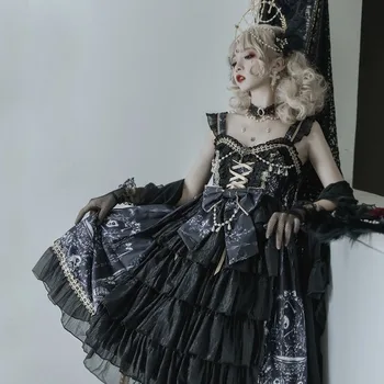 Lolita Kleita Sievietēm Modelis Drukāšanas Lomu Kostīmi Gothic JKS Spageti Siksnas Kleita Sievietēm Cosplay Kawaii Japāņu Kostīms