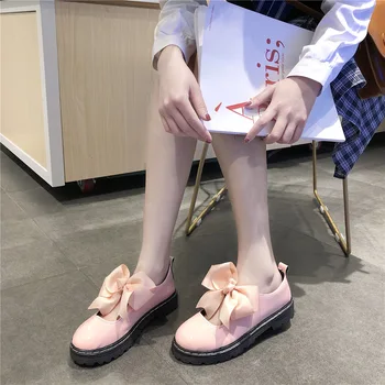 Lolita kurpes anime cosplay Sieviešu sandales melnā Tauriņi ādas Apaļa galva Meitene studentu JK Vienotu kawaii Harajuku Aksesuārus, Kurpes