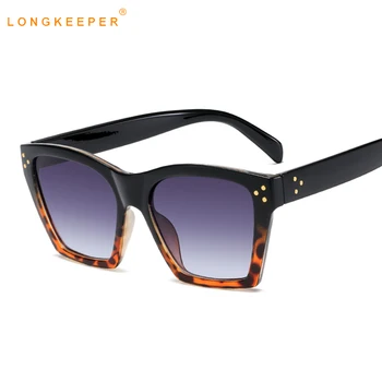 LongKeeper Vintage Laukumā Saulesbrilles Sieviešu Moderns Kniežu Kaķa Acs, Saules Brilles, Dāmas, Melns, Leoparda Toņos Briļļu lentes de sol