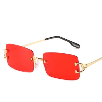LONSY Jaunu Modes Taisnstūra bez apmales Saulesbrilles Sieviešu Luksusa Zīmolu Dizainera Mazo Personību, Saules Brilles UV400 Toņos Brilles
