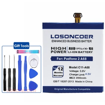 LOSONCOER 2900mAh C11-A68 Augstas kvalitātes Akumulatoru ASUS Padfone 2 A68 akumulatora Nomaiņa